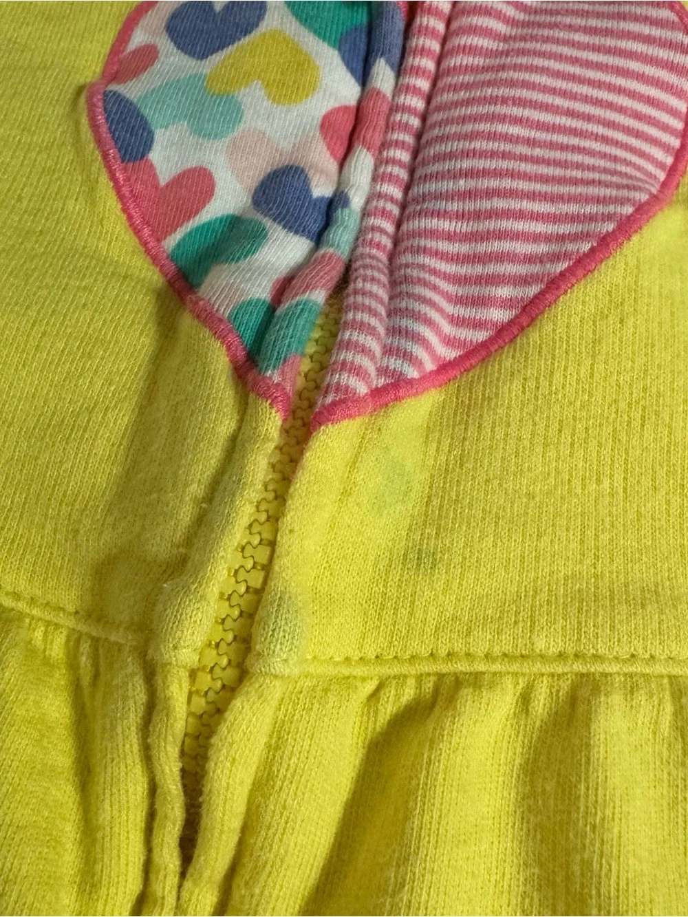 Carter's Baby Girl Yellow Zip-Up Peplum Jacket Heart Applique 12 Months